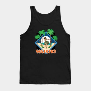 Waikiki Hula Girl with Moon ond Palms Tank Top
